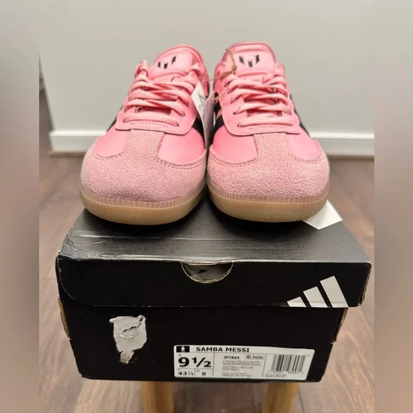 Adidas Men’s Samba Messi Soccer Pink & Black Shoes Sneakers, JP7844, Size 9.5